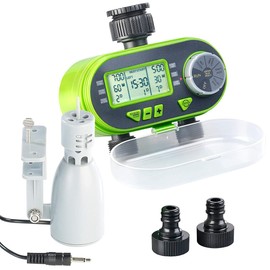 Royal Gardineer Rain Sensor Irrigation: Digital Irrigation Computer with Display, 2 Ports, Rain Sensor (Watering System with Automatic Watering System, Plant Sensor)