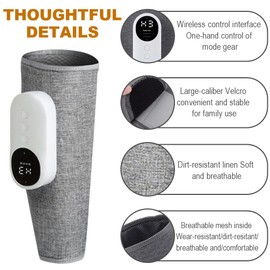 3-in-1 Wadenmassagegerät, Kabellos Beinmassagegerät mit Luftkompression 3 Intensitäten und 3 Modi, Heißdruckmassagegeräts für müde und angespannte Beine zur Muskelentspannung, Grau(1er)