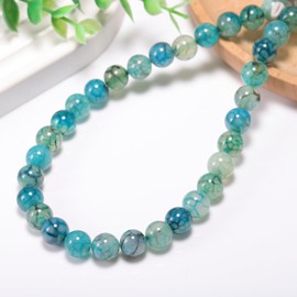 10mm Green Dragon Vein Agate Round Beads, 35 Pcs for Jewelry Making