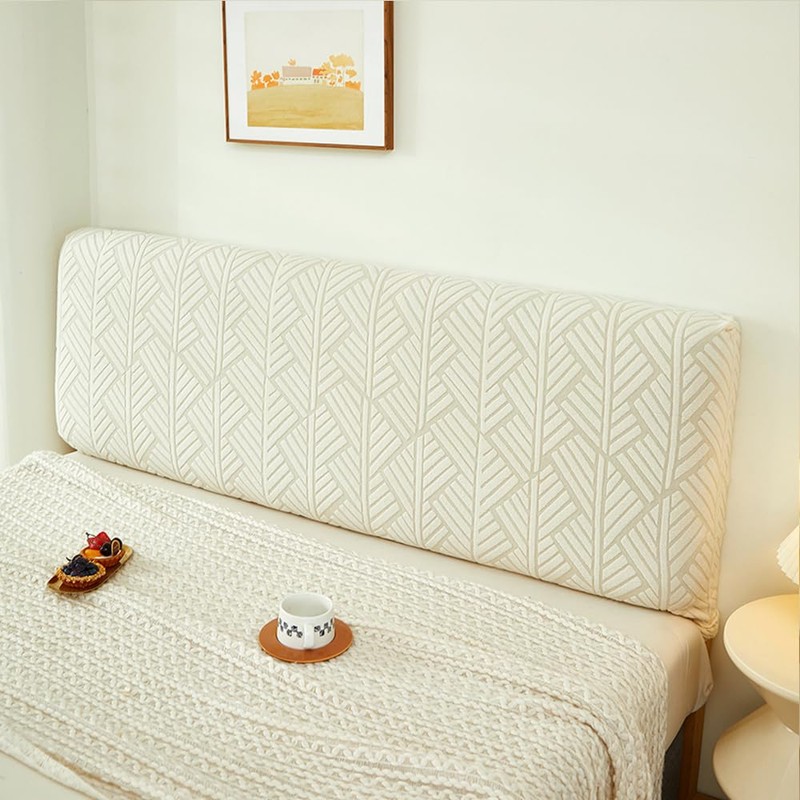W WWEENUO Stretch Bed Headboard Covers, Jacquard Fabric Headboard Slipcover,
