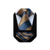 HISDERN Brown Blue Ties for Men Wedding Khaki Navy Plaid