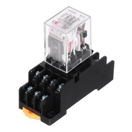 sourcing map 1Pcs AC 24V Electromagnetic Power Relay, 14-Pin 3A Power Coil Relay with LED Indicator and Socket Base DPDT 4NO 4NC - MY4NJ for Industrial, Home Appliances and DIN Rail System