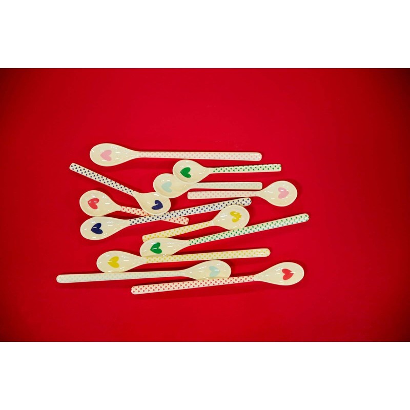 Rice Tea Spoons - Set of 6 - Hearts Print