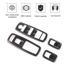 JeCar - Kit de embellecedor de botón interior para Jeep Grand Cherokee 2011-2020 y Jeep Cherokee 2014-2020, textura de fibra de carbono