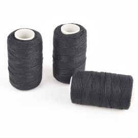 Hair Weaving Threads with 8Pcs C/J/I/T Shaped Needles Sewing Waxed Thread for Hand Sewing, Hair Extensions, Making Wigs DIY (Black-Black-Black)