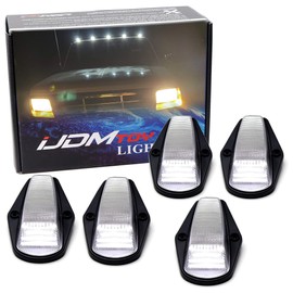 iJDMTOY Semi-Clear Lens Xenon White Full LED Cab Roof Marker Lamps Replacement Compatible With Ford 1980-1997 F150 F250 F350, Also Universal Fit For Other Trucks