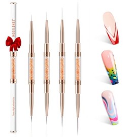 modelones - Pinceles para arte de uñas, juego de pinceles de línea súper finos de doble punta de 7/11/15/20mm para líneas finas de esmalte de gel, det