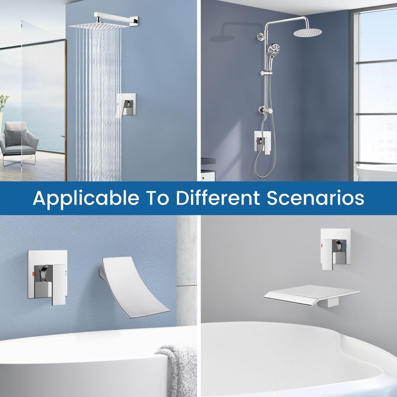 Airuida Square Shower Handle Wall Mount Brass Faucet Shower Rough-In
