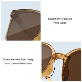 Doukesh Foldable Sunglasses with Glasses Case, Foldable Sunglasses Polarised, Sunglasses Polarised Men Women, Retro Sunglasses UV400, Vintage Sunglasses for Travel, Shopping and Driving, brown