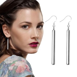 Minimalistische Stab Ohrringe Einfache Lange Stange Baumelnde Ohrringe 925 Sterling Silber baumelnde Ohrringe hypoallergene Stange Tropfenohrringe (Stab)
