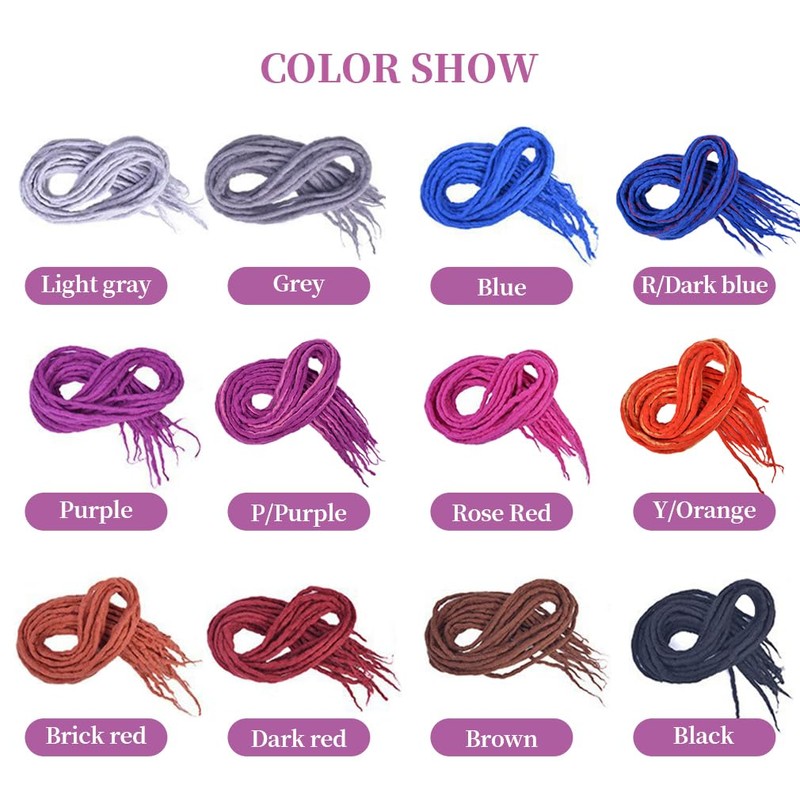 22 Inch Double Ended Dreadlocks Extensions 15 Strands/Pack Brown Handmade