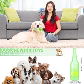 Dog Chew Toys, Squeaky Dog Toys with Tennis Ball Indestructible Bottle Puppy Toys for Small Medium Large Dog Outdoor Playing Training Chewing Dental Care Teeth Nteractive (Green, Small)