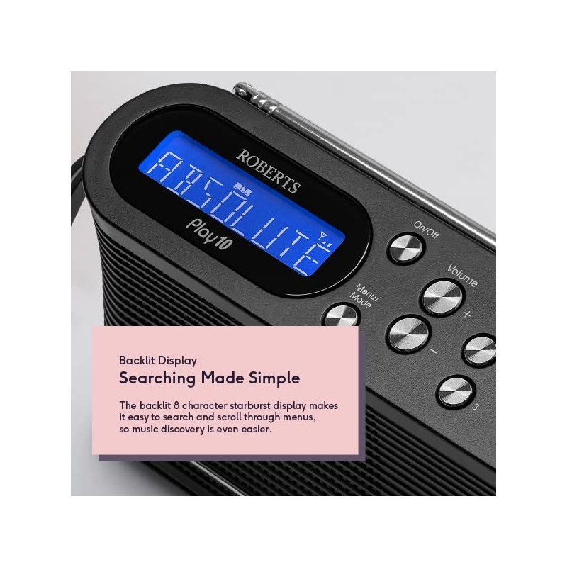 Roberts Play10 DAB/DAB plus/FM Digital Radio with Simple Presets -
