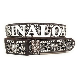 Men's Laser Cut Sinaloa Western Belt, Charro Saddle Cinto Charro Vaquero Sinaloa (36)