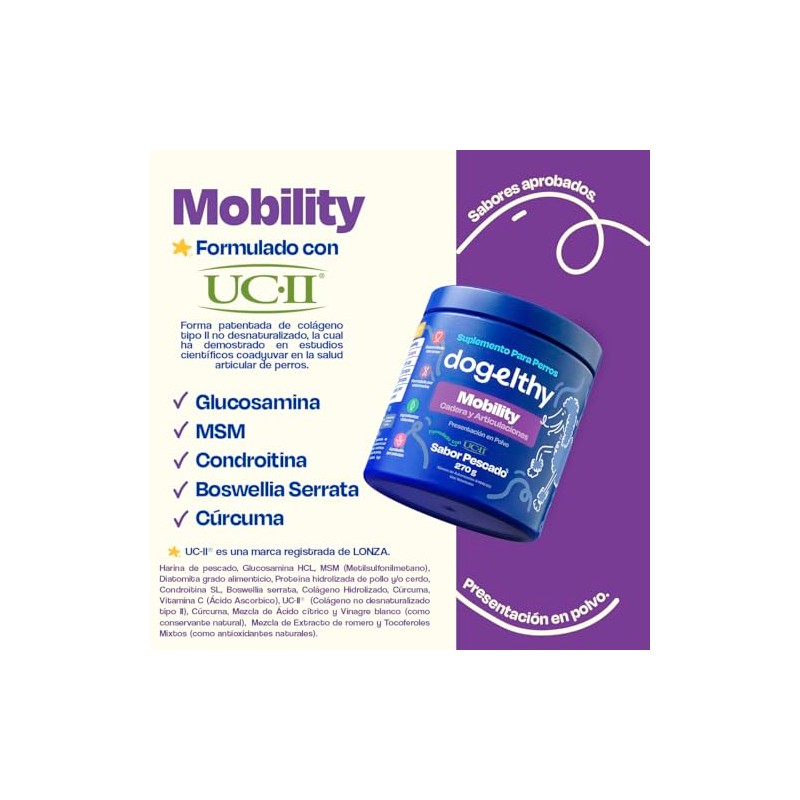 Dogelthy Mobility Suplemento Condroprotector en Polvo para Perro