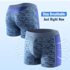 HANSILK Incontinence Boxers for Men, Washable Incontinence Pants Summer Thin Boxers Breathable Mesh Ice Silk Boxer Shorts