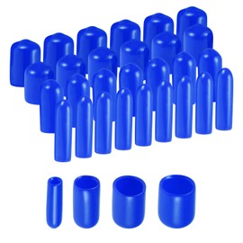 QUARKZMAN Pack of 40 Round Rubber Caps 3 mm 6 mm 9 mm 12 mm Blue Vinyl Cover Screw Thread Protective Caps Assortment Set