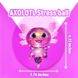 Squishy Axolotl Sugar Stress Balls for Kids and Adults, Stretchy Sensory Squeeze Fidget Toys, Cute Sugar Ball for Easter Basket Stuffers Party Favors Axolotl Squishy Toys for Anxiety Autism (Purple)