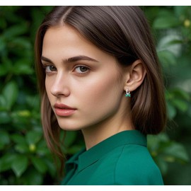 SLUYNZ 925 Sterling Silver Green CZ Bow Hoop Earrings for Women Teen Girls Love Bow Hoop Earrings Huggie (A-Silver)