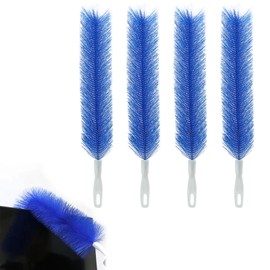 4 Pcs Bendable Microfiber Fan Cleaner Brush, Blue–Reusable Gentle Blade Dusting Tool for Ceiling, AC, Table&Stand Fans, Household Air Vents&Curtains