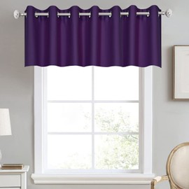 DECOVSUN Purple Valance for Kitchen Windows Solid Grommet Top Blackout Valance Window Treatment for Living Room Short Straight Drape Valance for Bedroom Kids Room 100X18 1 Panel Royal Purple