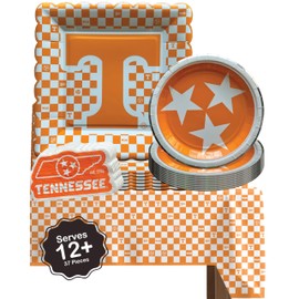 University of Tennessee Vols party supplies with UT tablecloth plates and napkins (49 piece set) for graduation, football tailgating, and birthday party decorations (Serves 16) (Tennessee Volunteers)