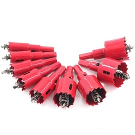 M42 Bimetal Hole Saw, Drilling Hole Saw, Tool for Carpentry, 9 Pieces, Set of 9, 0.6, 0.7, 0.7, 0.8, 0.9, 1.9, 1.2, 1.2, 1.2, 1.2, 1.5, 1.5, 1.5, 1.5 inches (16, 18, 2