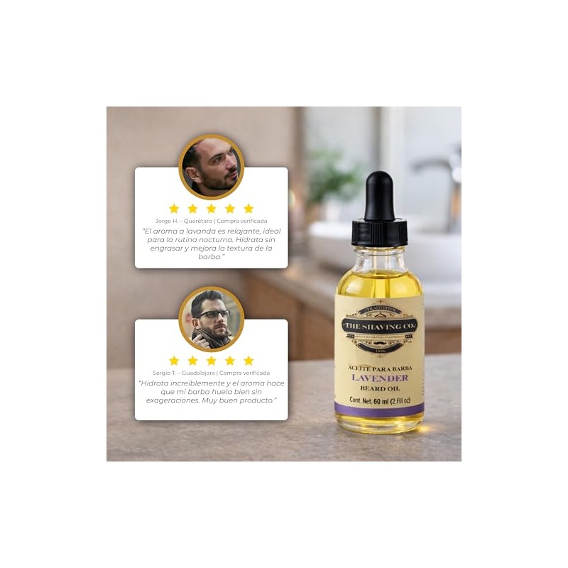 THE SHAVING CO Aceite para Barba Lavanda Nutre, Humecta e