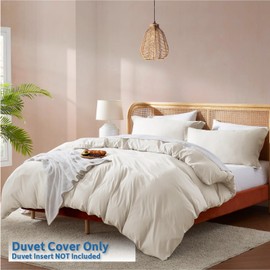 Nestl Off White Duvet Cover King Size - Soft Double Brushed King Duvet Cover Set, 3 Piece, with Button Closure, 1 Duvet Cover 104x90 inches and 2 Pillow Shams