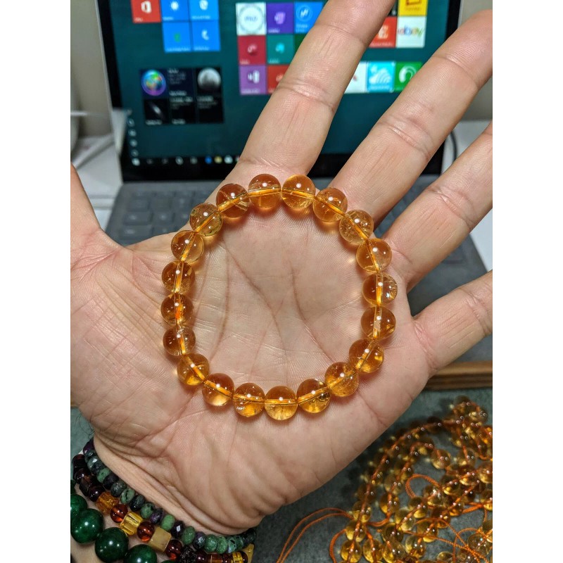 RAYON CITRINE bead bracelet for Men 10mm Stretch 2A+ 7,
