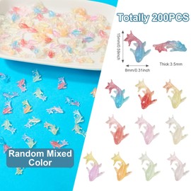 200 piezas de cabujones de fondo plano que brillan en la oscuridad, mini abalorios de resina para uñas de pez dorado luminosas cifras modelo de peces dorados para manualidades, jardín de hadas, micro