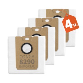 BAKUUM Pack of Premium Dust Bags for Cecotec Conga 8290 Immortal Accessories. Longer Life and Superior Filtration. Self-emptying Vacuum Bag (Pack 4)