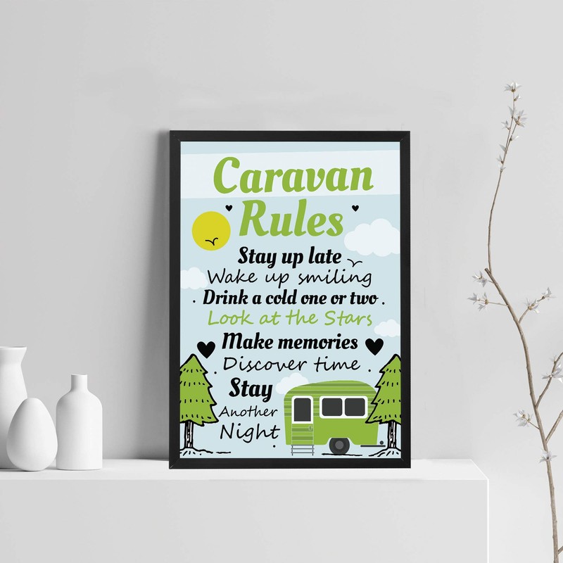 RED OCEAN FRAMED Caravan Rules Print Caravan Accessories Caravan Gift