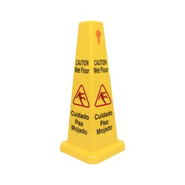 Thunder Group PLWFC027 Safety Floor Sign, Caution/Wet Floor", 27" Tall, Cone Shape, Dual-Sided, Plastic, Yellow