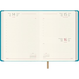 Dohe - 2025 Diary - Day by Page, A5 Size (15 x 21 cm), 12 Months January to December, Leatherette Hardcover, Planner in Spanish, Office Supplies - SAMBA Turquoise