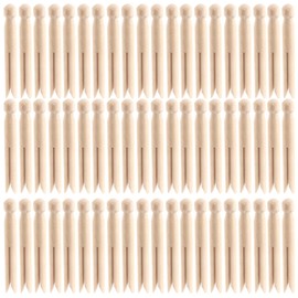 HEIHAK 120 Pcs 11cm Wooden Dolly Pegs, Traditional Style Round Wooden Dolly Clothes Pegs for Washing Line, Ideal for Art, Craft, DIY Garment Pins, Woodcraft
