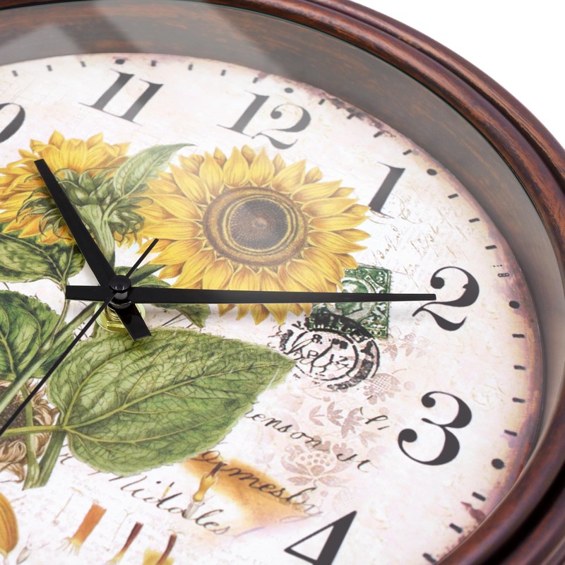 VIKMARI 12 Inch Sunflower Wall Clock Large Silent Non Ticking