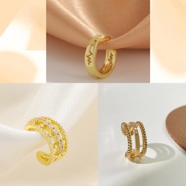 Rnivida 14K Gold Plated Ear Cuffs Non Piercing Chunky Ear Cuffs & Wraps Earrings Cartilage Jewelry Gifts,Gold-5Pcs