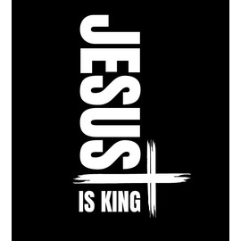 Thistle Brook Cottage Jesus is King Christian Car Decal Sticker Cross Back Window Transfer 6H x 3.5W White