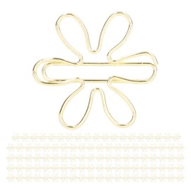 Yosoo 100Pcs Gold Metal Paper Clips, Cute Flower Shape, Anti Rust, Office Home School Document Organizing