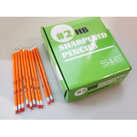 S & E TEACHER'S EDITION Woodcased #2 Pencils, Pre-sharpened, 2 HB Lead Bulk Box Pencil, Pencils No. 2, Yellow Pencils with Erasers, 200 Pcs