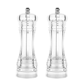 2pcs ZONADAH Transparent Pepper Mill 6 Inch Manual Salt Pepper Mill Kitchen Pepper Salt Shaker with Adjustable Setting Salt and Pepper Grinder Bottle