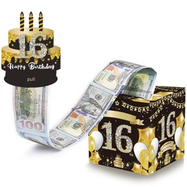 Happy 16th Birthday Money Box Cash Gift, 16th Birthday Gifts for Girls Boys Surprise Pull Out Money Gift Box 16th Birthday Gifts for Girls Boys, Fun Ways to Give Cash (with 50PCS Bags)