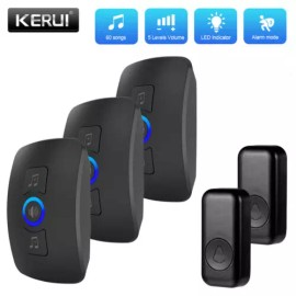 KERUI Wireless Doorbell Chime Plug-In Waterproof Long Range Receiver Remote Door Bell - 2 Buttons+3 Receiver