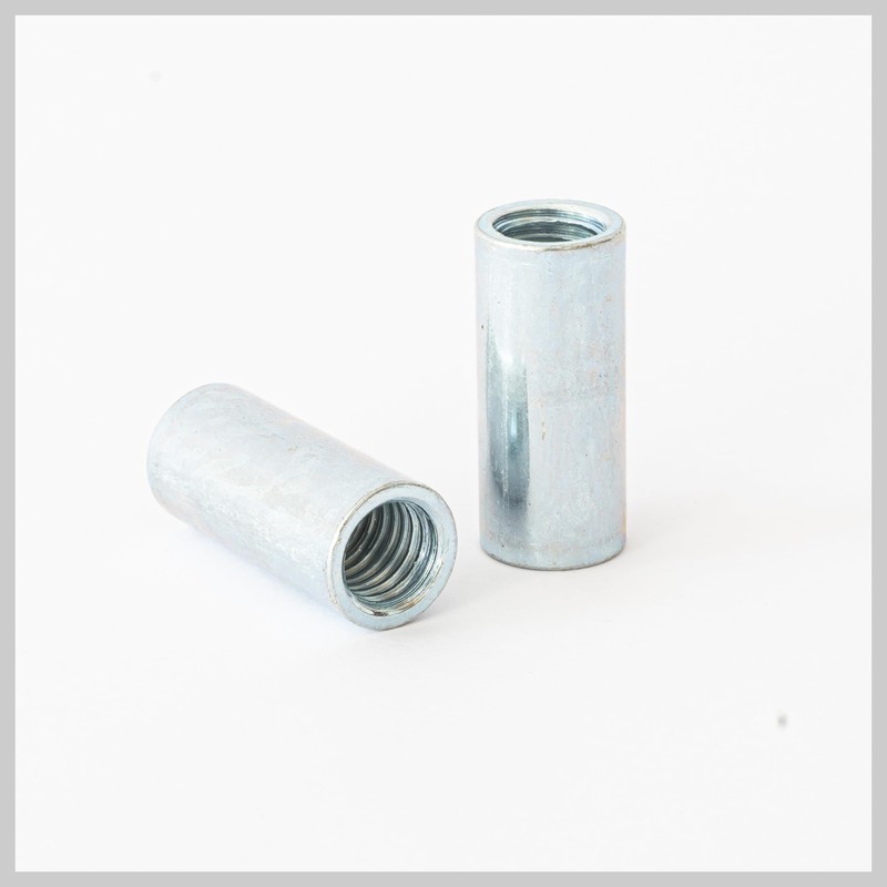 Pack of 10 Threaded Sleeves, Round, Rustproof, Connecting Nuts, Long