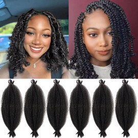 Marley Twist Braiding Hair 14 inch 6 Packs Marley Hair Spring Twist Hair Passion Twist Hair Faux Locs Butterfly Locs Springy Afro Twist Hair Cuban Twist Hair Extensions(1B)