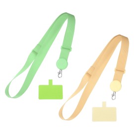 PATIKIL Smart Phone Lanyard,2Pcs Adjustable Crossbody Cell Phone Neck Strap Lanyard with Phone Patches for Most Smartphones ID Badges Keychain, Light Yellow Grass Green