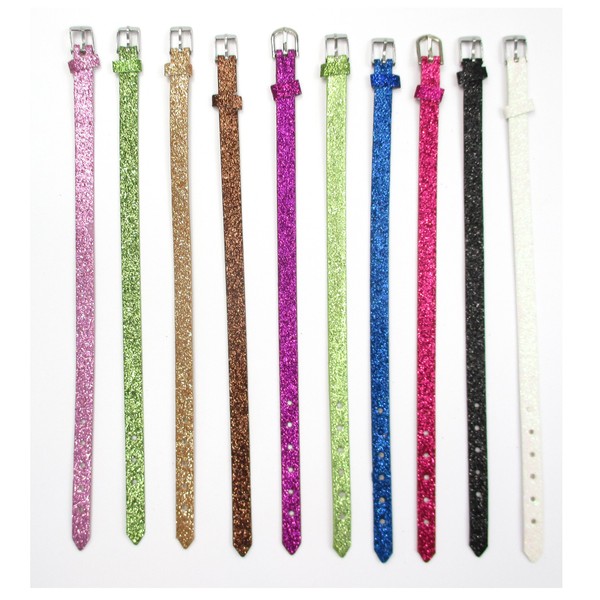 ALL in ONE 10pcs Mixed Color Glitter Wrist Watch Belt