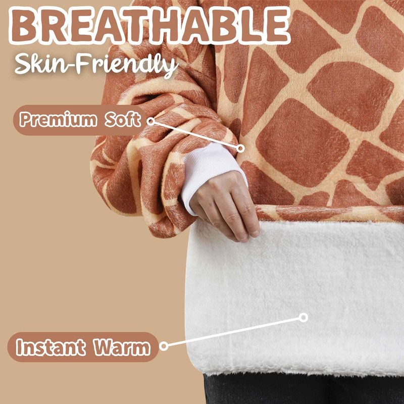 Huglanket Giraffe Gifts for Giraffe Lovers, Wearable Flannel Giraffe Blanket