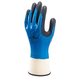 SHOWA 845-377L-08 377 Nitrile Foam Coating on Nitrile Glove with Polyester/Nylon Knit Liner,Blue , Large (Pack of 12 Pairs)